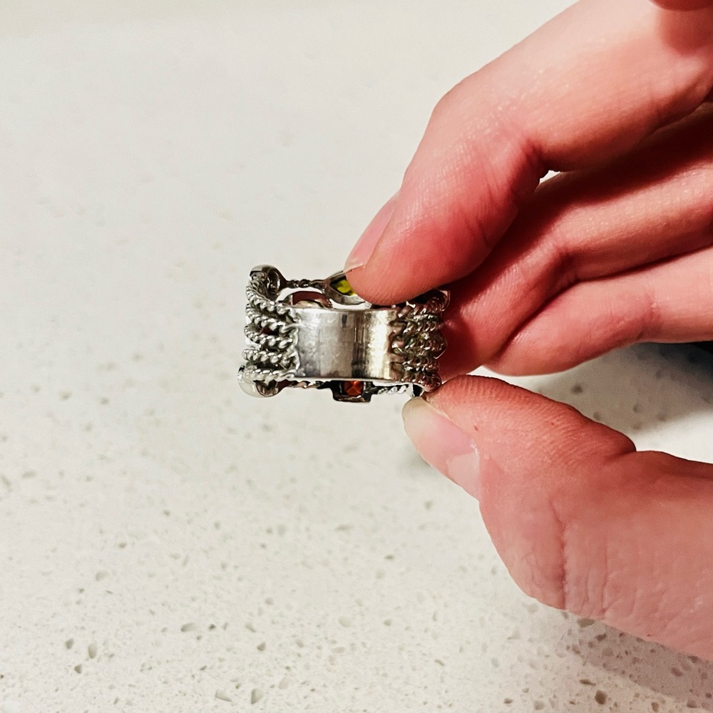 Multi-Metal Silver/Gold, Multi Color Stacked Ring - Picture 4 of 7